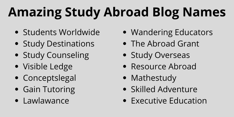 500+ Study Abroad Blog Names and Page Names