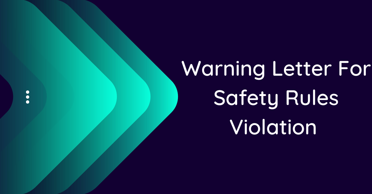 Safety Violation Warning Letter